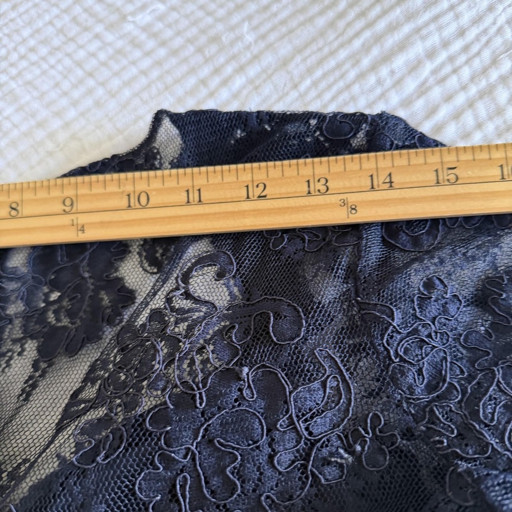 Teri Jon Dress Womens 8 Navy Blue Lace Sequin Mermaid Maxi Ruched Formal Gown - Picture 16 of 16